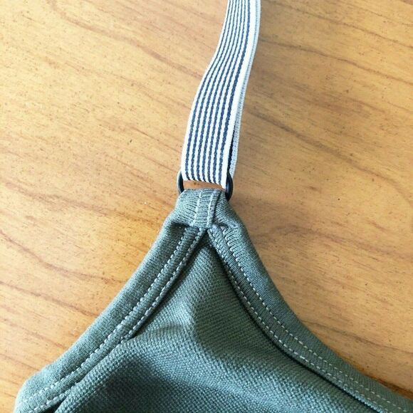 VS Victorias Secret Strappy Sport Bra Olive Green / Black - Picture 3 of 10